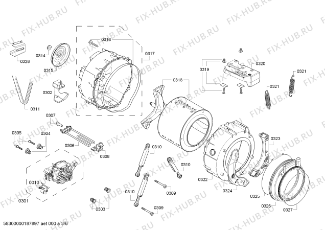 Схема №1 WVH284681W Bosch с изображением Корпус для стиралки Siemens 00713140