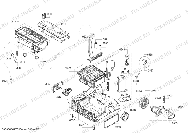 Взрыв-схема сушильной машины Bosch WTW84361CH EcoAvantixx 7 selfCleaning Condenser - Схема узла 05