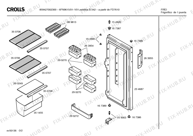 Схема №1 6FN9615 с изображением Испаритель для холодильника Bosch 00352685