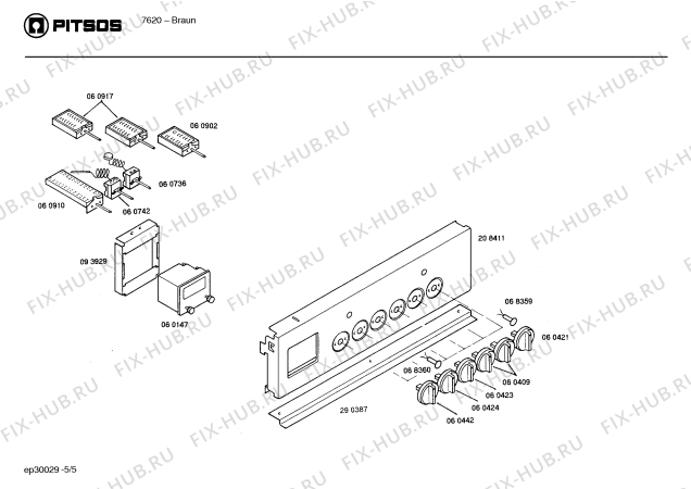 Схема №2 7620 с изображением Переключатель для плиты (духовки) Bosch 00060421