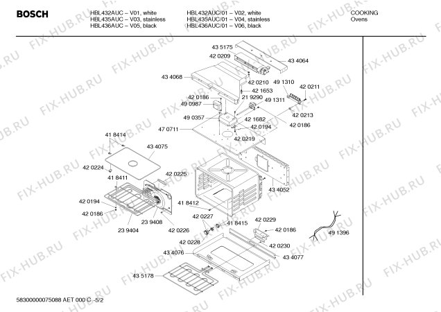 Схема №1 HBL432AUC с изображением Панель управления для холодильной камеры Bosch 00239442