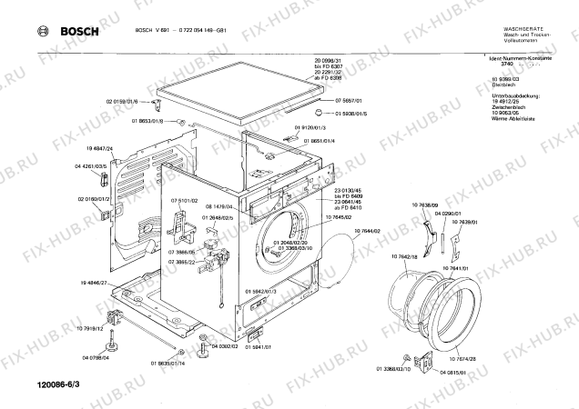 Взрыв-схема стиральной машины Bosch 0722054149 V691 - Схема узла 03