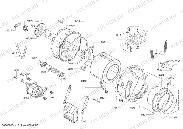 Схема стиральной машины Bosch WAS32781SN Logixx8 VarioPerfect AntiStainAutomatic EcoSilenceDrive - Схема узла 03 Взрыв-схема стиральной машины Bosch WAS32781SN Logixx8 VarioPerfect AntiStainAutomatic EcoSilenceDrive - Схема узла 03