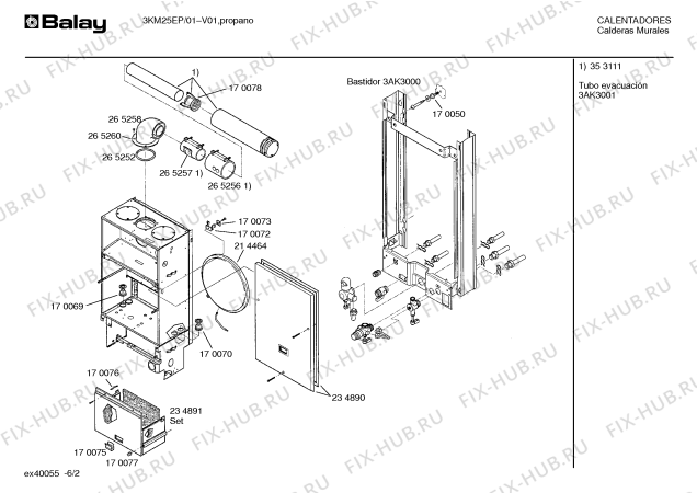 Схема №2 3KM25EP с изображением Амортизатор для водонагревателя Bosch 00170037