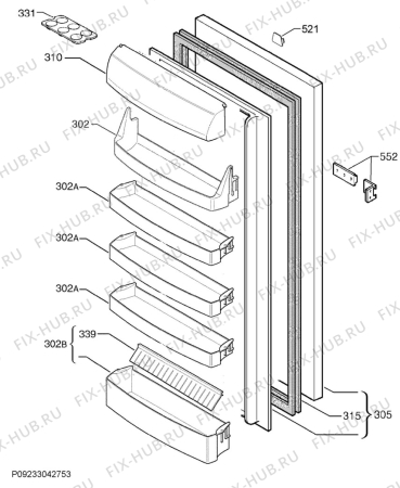 Взрыв-схема холодильника Zanussi ZBA32056S1 - Схема узла Door 003