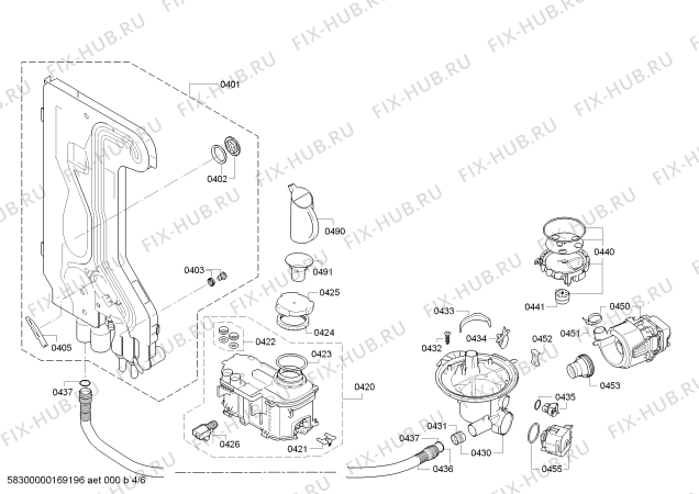 Взрыв-схема посудомоечной машины Bosch SMI50L15EU SilencePlus - Схема узла 04