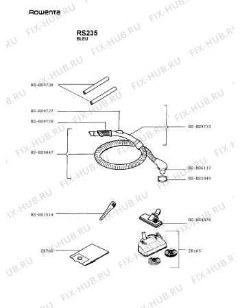 Взрыв-схема пылесоса Rowenta RS235 - Схема узла RS235DE_.__2