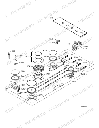 Взрыв-схема плиты (духовки) Rex Electrolux PX1050UOV - Схема узла Functional parts 267