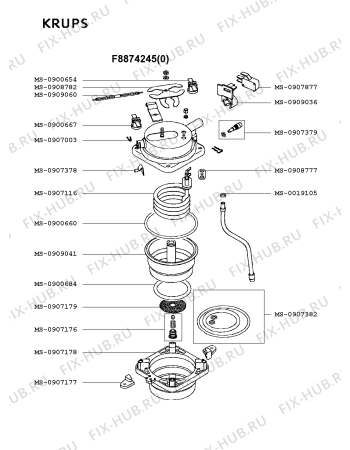 Взрыв-схема кофеварки (кофемашины) Krups F8874245(0) - Схема узла 3P001865.1P3