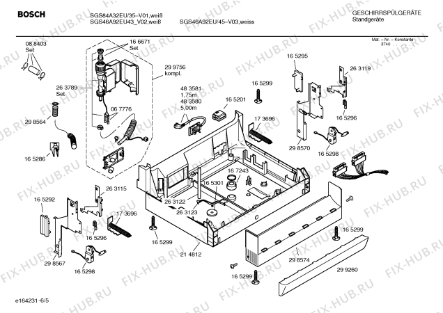 Взрыв-схема посудомоечной машины Bosch SGS84A32EU Exclusiv - Схема узла 05