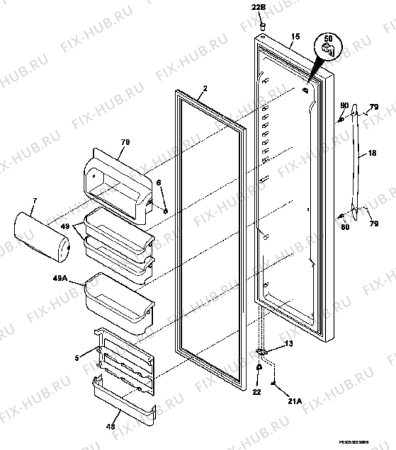 Взрыв-схема холодильника Electrolux ERL6296XK15 - Схема узла Refrigerator door