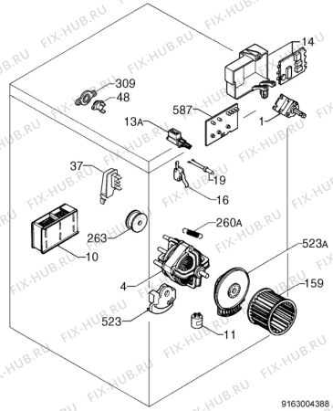 Взрыв-схема комплектующей Zanussi TDE4124 - Схема узла Electrical equipment 268