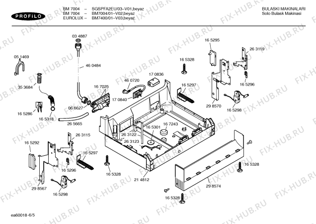 Взрыв-схема посудомоечной машины Profilo BM7004 - Схема узла 05