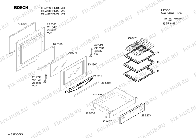 Схема №2 HSV288RPL с изображением Инструкция по эксплуатации для плиты (духовки) Bosch 00527941