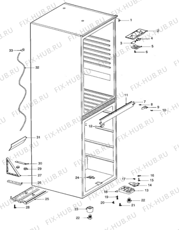 Взрыв-схема холодильника Zanussi ZFC56/47 - Схема узла Cabinet + furniture (extra)