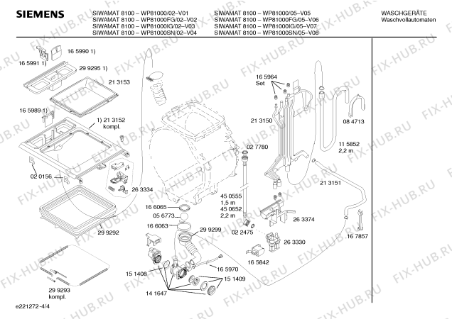 Схема №1 WP81200SN SIWAMAT 8120 с изображением Таблица программ для стиралки Siemens 00520845