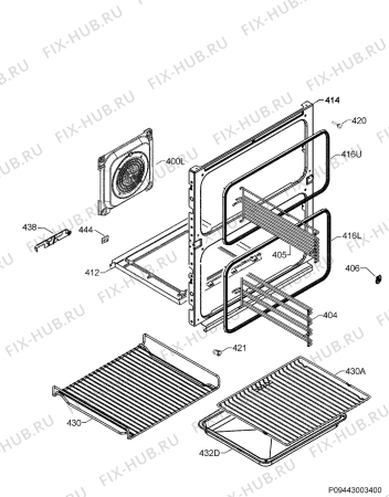 Взрыв-схема плиты (духовки) Zanussi ZOD35661XC - Схема узла Oven