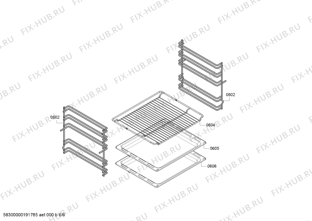 Взрыв-схема плиты (духовки) Bosch HCA622120U - Схема узла 06