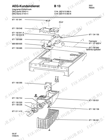 Взрыв-схема холодильника Aeg S2042-4 I - Схема узла Refrigerator electrical equipment