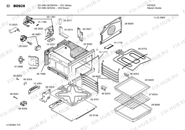 Схема №2 EH696GKSW с изображением Стеклокерамика для духового шкафа Bosch 00234373