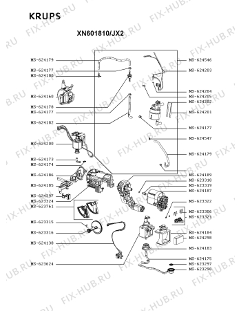 Взрыв-схема кофеварки (кофемашины) Krups XN601810/JX2 - Схема узла VP005784.7P3