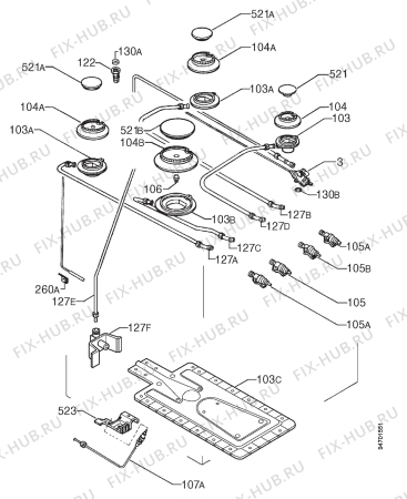 Взрыв-схема плиты (духовки) Arthurmartinelux CG5038 - Схема узла Functional parts 267