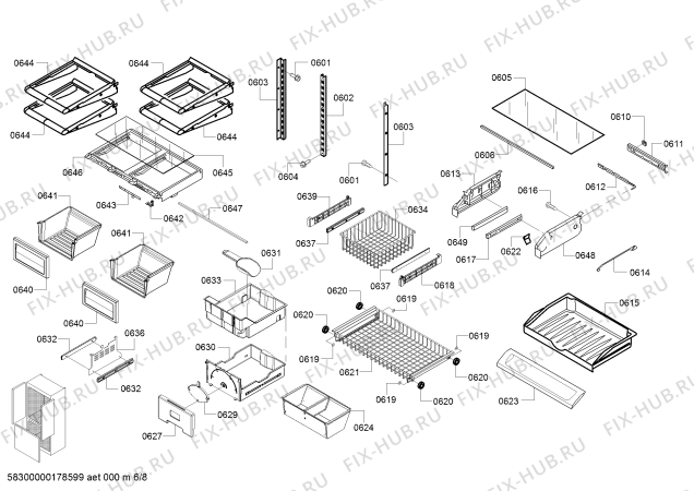 Схема №4 B22CT80SNP с изображением Фронтальное колено для холодильника Bosch 00798544