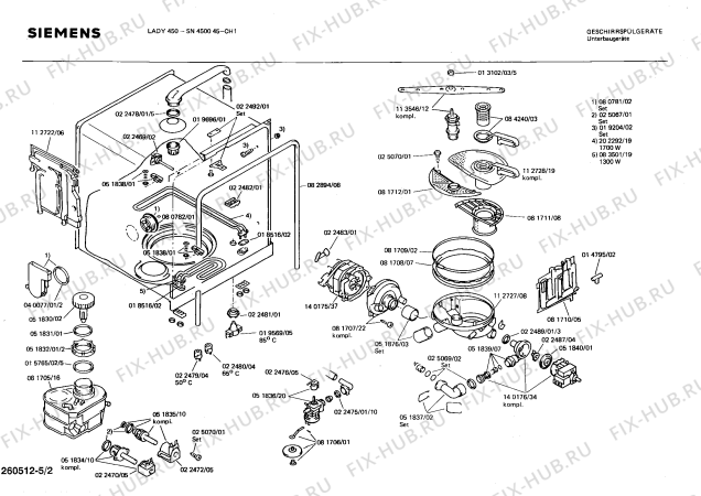 Взрыв-схема посудомоечной машины Siemens SN450045 - Схема узла 02