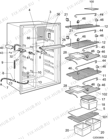 Взрыв-схема холодильника Dometic RM1282 - Схема узла C20 Interior D