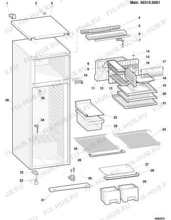 Схема №1 ENF335PT (F011650) с изображением Часть корпуса для холодильника Indesit C00046517
