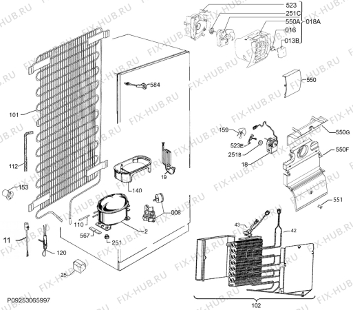 Взрыв-схема холодильника Smeg C3172NP - Схема узла Cooling system 017