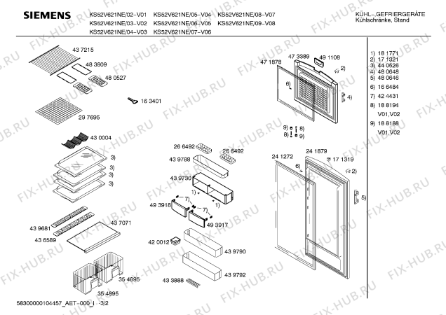 Схема №2 KS52V621NE с изображением Инструкция по эксплуатации для холодильной камеры Siemens 00591365