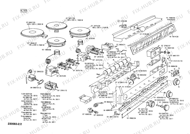 Схема №1 HL7415 с изображением Индикатор для духового шкафа Siemens 00040668