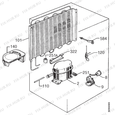 Взрыв-схема холодильника Zanussi ZFT154-1 - Схема узла Cooling system 017