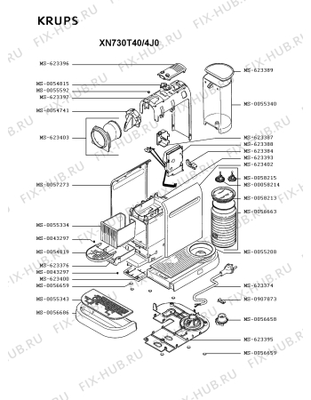 Схема №2 XN720T10/4J0 с изображением Часть корпуса для электрокофеварки Krups MS-623402