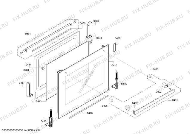 Схема №2 HBA63B151S с изображением Фронтальное стекло для плиты (духовки) Bosch 00688222