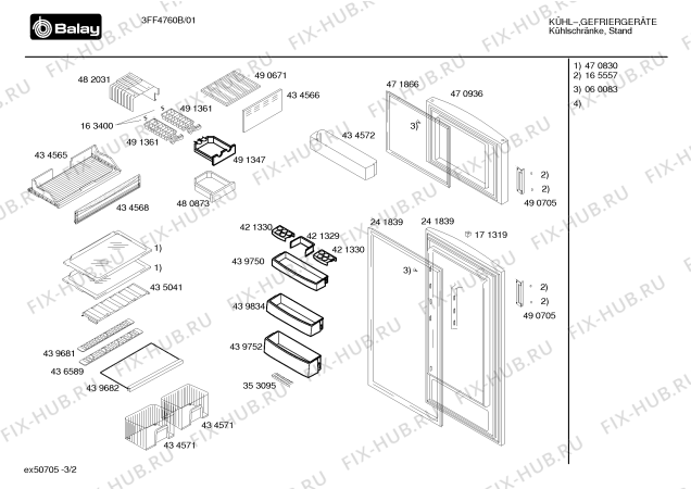 Взрыв-схема холодильника Balay 3FF4760B - Схема узла 02