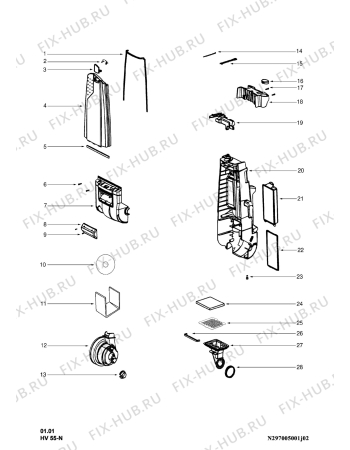 Взрыв-схема пылесоса Electrolux ZC4570AT - Схема узла Cabinet + Electrical Equipment