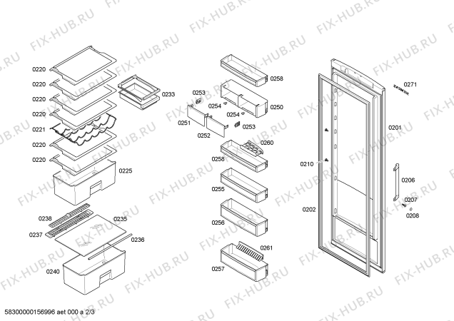 Схема №1 KS38RV74GB iQ300 с изображением Дверь для холодильника Siemens 00710213