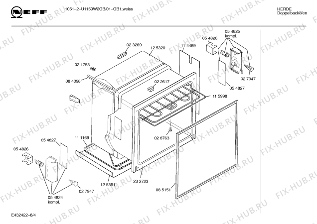 Схема №2 U1150W2GB 1051-2 с изображением Панель для духового шкафа Bosch 00286073