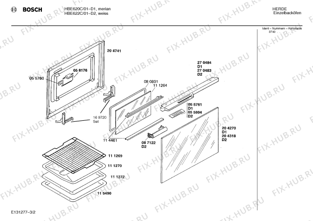 Схема №1 HBE620C с изображением Панель для духового шкафа Bosch 00273312