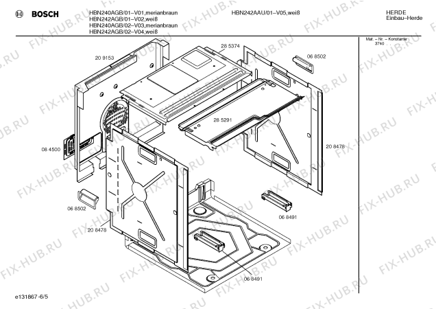 Взрыв-схема плиты (духовки) Bosch HBN240AGB - Схема узла 05