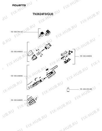 Схема №1 TN3624F0/GU0 с изображением Часть корпуса для бритвы (эпилятора) Rowenta CS-00144805