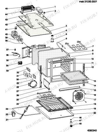 Взрыв-схема плиты (духовки) Hotpoint-Ariston CX61FAXFHA (F054336) - Схема узла
