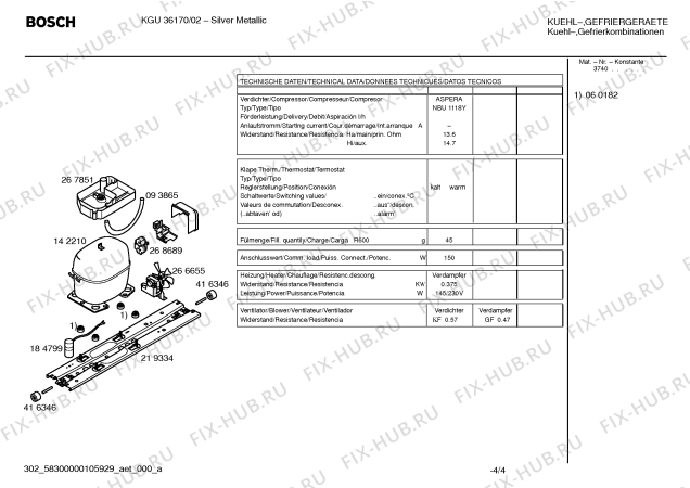 Взрыв-схема холодильника Bosch KGU36170 - Схема узла 04