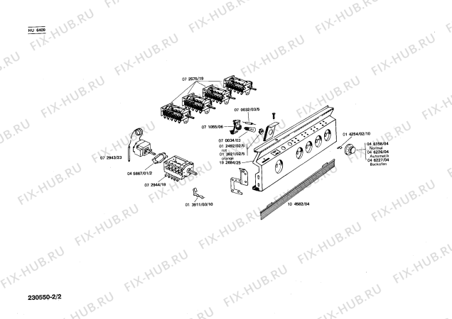 Взрыв-схема плиты (духовки) Siemens HU6409 - Схема узла 02