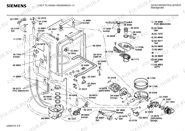 Взрыв-схема посудомоечной машины Siemens SN26000II - Схема узла 02