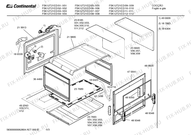 Взрыв-схема плиты (духовки) Continental FSK12T21ED - Схема узла 03