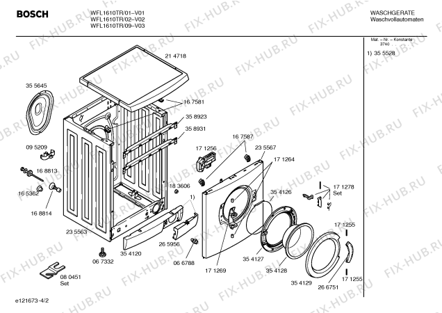 Взрыв-схема стиральной машины Bosch WFL1610TR Eurowasher 1610 - Схема узла 02