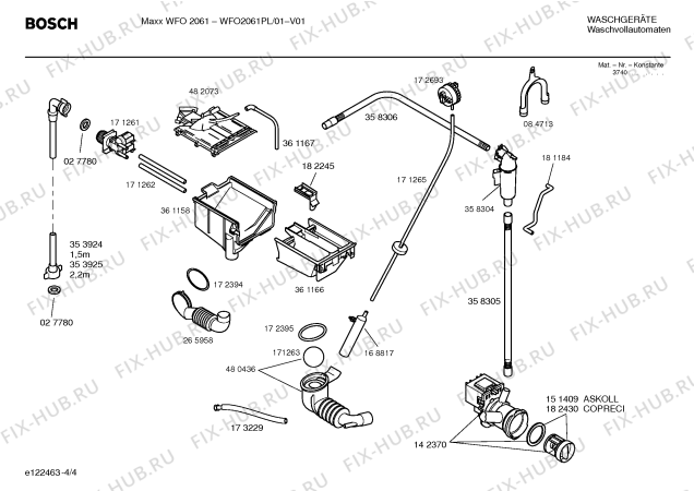 Схема №1 WFO2061PL Maxx WFO 2061 с изображением Таблица программ для стиралки Bosch 00586803